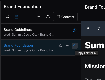 Copy link for AI feature - one-click sharing to any AI tool